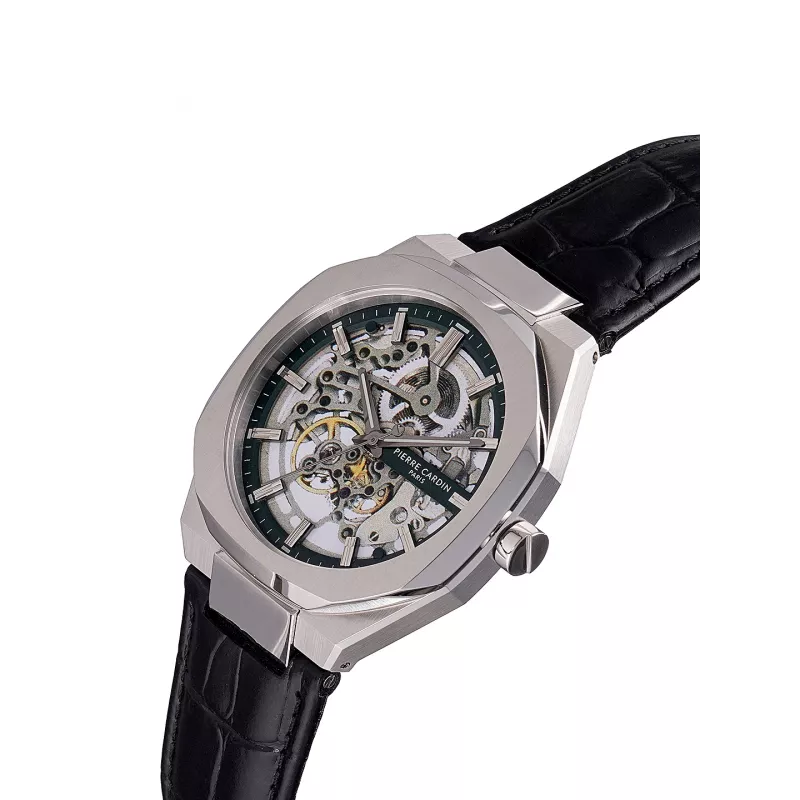 Pierre Cardin meeste käekell CF.1002.LB.4 42mm roostevabast terasest kvarts-analoog musta numbrilaua ja nahkrihmaga