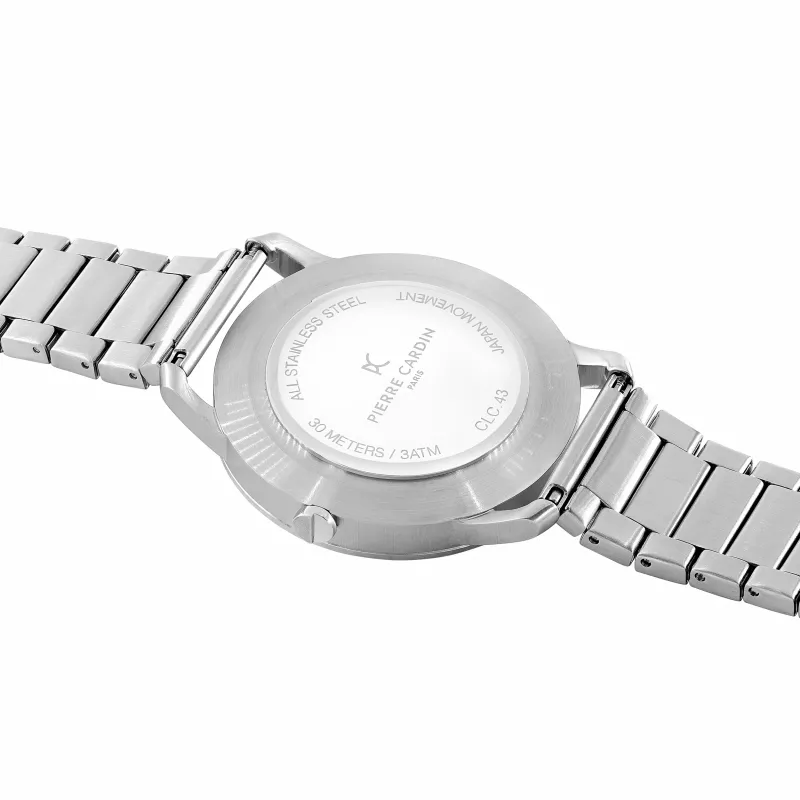 Pierre Cardin meeste käekell CLC.6001 43mm roostevabast terasest kvartsanaloog musta numbrilaud ja nahkrihm