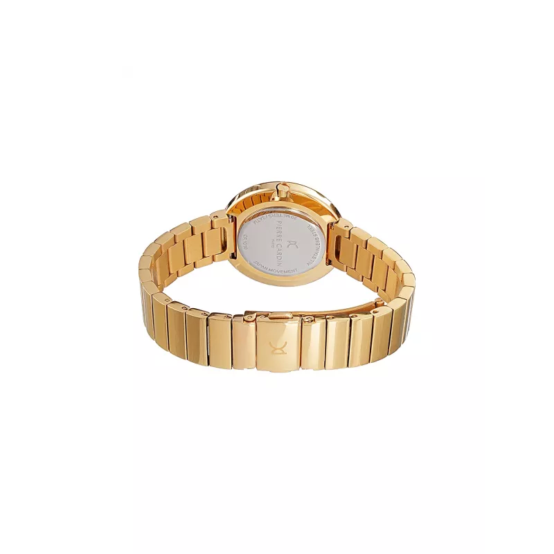 Pierre Cardin Women's Quartz Analog Watch CF.1010.MG.1 - 32mm Gold Stainless Steel Case, White Dial, Brown Leather Strap