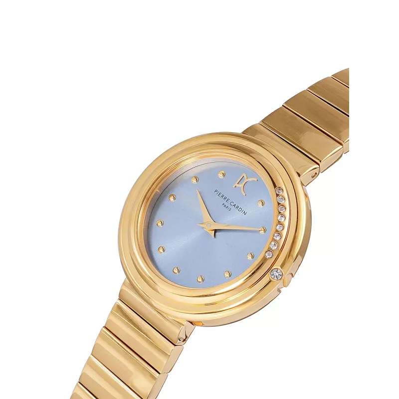 Pierre Cardin Women's Quartz Analog Watch CF.1010.MG.1 - 32mm Gold Stainless Steel Case, White Dial, Brown Leather Strap