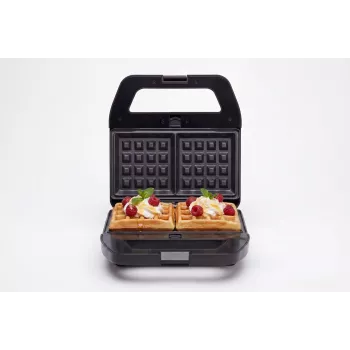 PMS 4-in-1 MELTO Võileivagrill vahetatavate plaatidega võileiva, vahvli, grilli, küpsise/pähkli jaoks, 800W, must/hõbedane