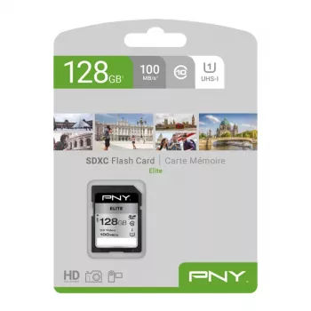 PNY Elite 128GB SDXC UHS-I U1 Class 10 mälukaart – kuni 100MB/s lugemiskiirus