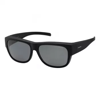 Polaroid Ancillaries PLD9003SDL5 Unisex Ristkülikukujulised Päikeseprillid - Matt Must Raam, Hallid Polariseeritud Läätsed