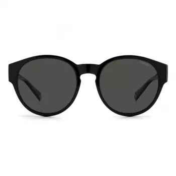 Polaroid Ancillaries PLD9017S08A Unisex Ristkülikukujulised Päikeseprillid - Must Raam, Hallid Polariseeritud Läätsed