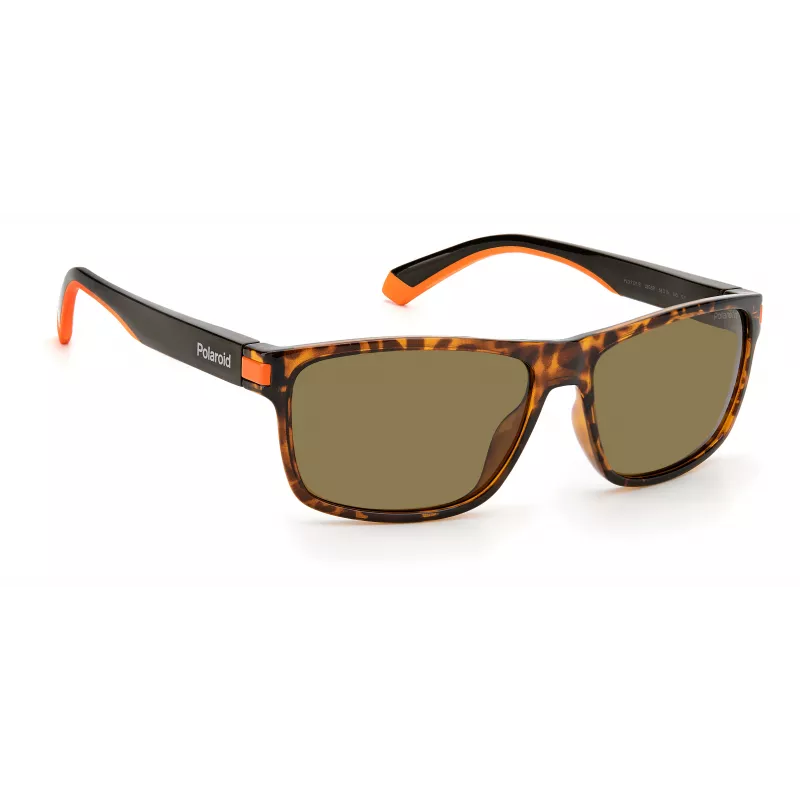 Polaroid Men's PLD2121SL9G Square Havana Sunglasses with Green Polarized Lenses 58/15/140 mm