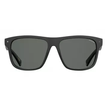 Polaroid PLD6041S807M9 Men's Rectangular Sunglasses - Black Frame Grey Lens 56/16/145 mm