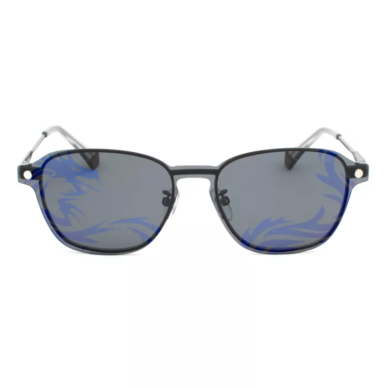 POLAROID PLD6119GCSKJ1 Unisex ristkülikukujulised päikeseprillid - hallid polariseeritud läätsed, must raam, 53 mm