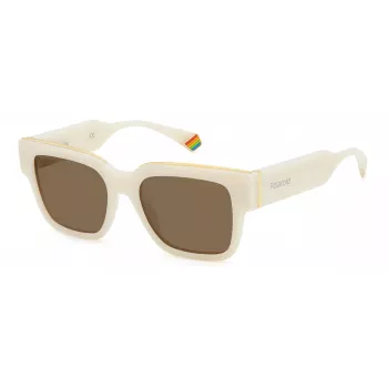 POLAROID PLD6198SXSZJ Unisex Ristkülikukujulised Päikeseprillid - Havana Raam, Roheline Polariseeritud Lääts - 52/18/140 mm