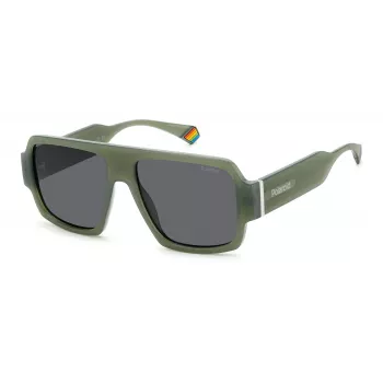 POLAROID PLD6209SX1ED Unisex Ristkülikukujulised Päikeseprillid - Must Raam, Hall Lääts