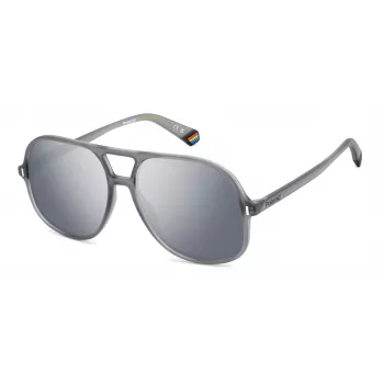POLAROID PLD6217SRIW Unisex Päikeseprillid - Must raam, Hallid polariseeritud läätsed, 57 mm
