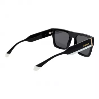 POLAROID PLD6224SX5480 Unisex ristkülikukujulised päikeseprillid - must raam, hall polariseeritud lääts 54mm