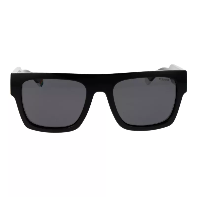 POLAROID PLD6224SX5480 Unisex ristkülikukujulised päikeseprillid - must raam, hall polariseeritud lääts 54mm