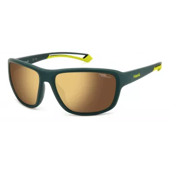 Polaroid PLD7049SGP7 Unisex Ristkülikukujulised Päikeseprillid - Must Raam Hall Polariseeritud Lääts 62mm