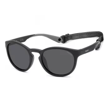 Polaroid PLD7050S003 Unisex Ristkülikukujulised Päikeseprillid - Must Raam, Hallid Polariseeritud Läätsed