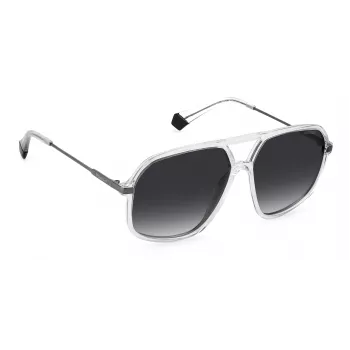 POLAROID Unisex PLD6182S900WJ Ristkülikukujulised polariseeritud päikeseprillid - must raam, hall lääts 59mm