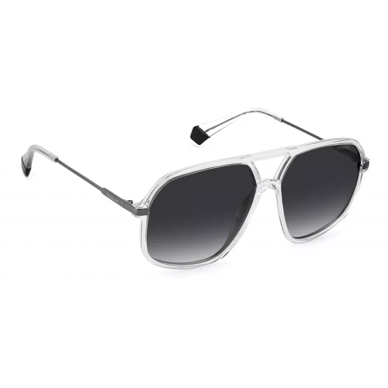 POLAROID Unisex PLD6182S900WJ Ristkülikukujulised polariseeritud päikeseprillid - must raam, hall lääts 59mm