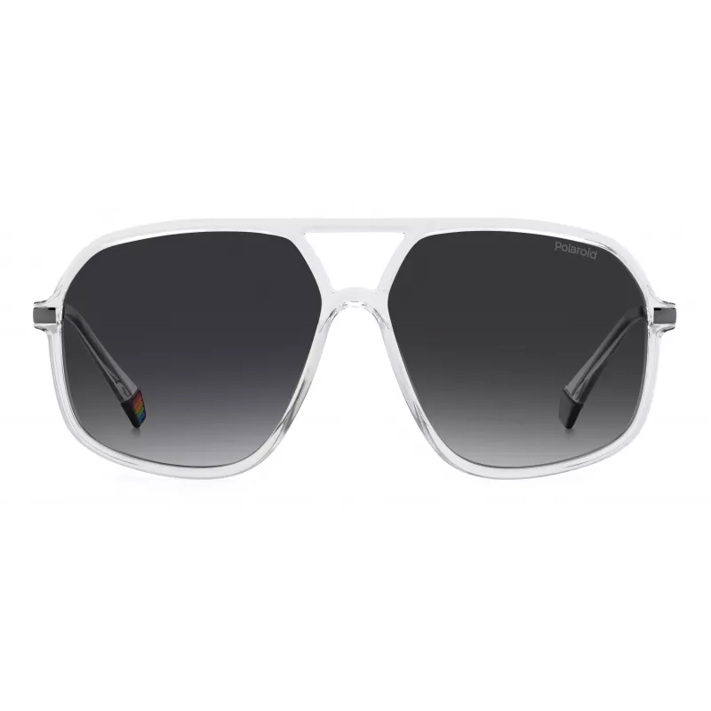 POLAROID Unisex PLD6182S900WJ Ristkülikukujulised polariseeritud päikeseprillid - must raam, hall lääts 59mm