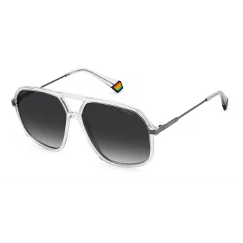 POLAROID Unisex PLD6182S900WJ Ristkülikukujulised polariseeritud päikeseprillid - must raam, hall lääts 59mm