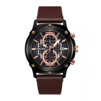 Police meeste kronograafkell R1451324001 - 46mm roostevabast terasest korpus, sinine sihverplaat, pruun nahkrihm