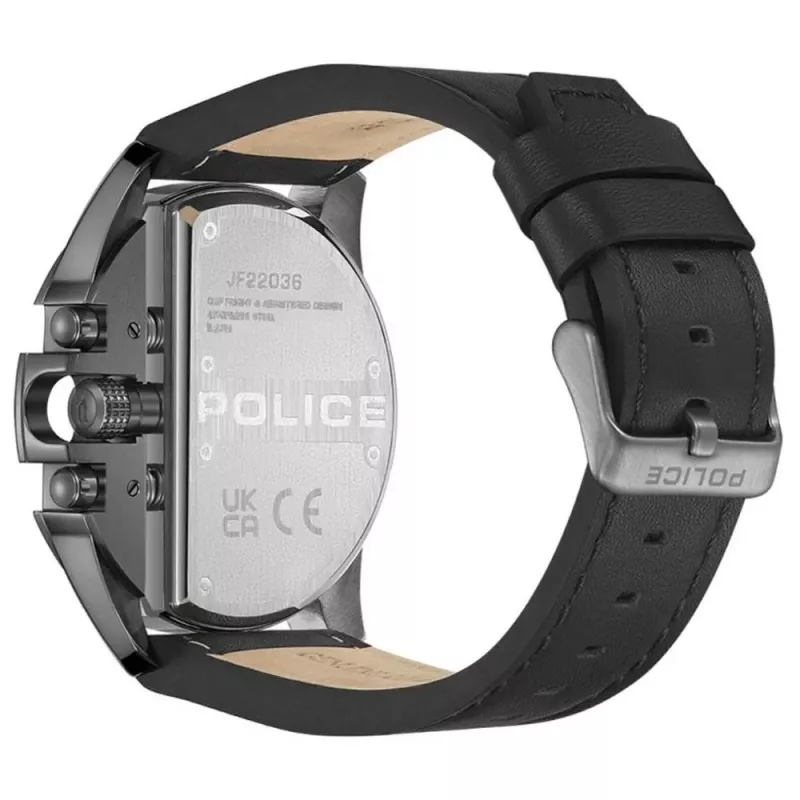 POLICE meeste PEWJF2203601 kvartskell musta sihverplaadi ja nahkrihmaga, 48 mm