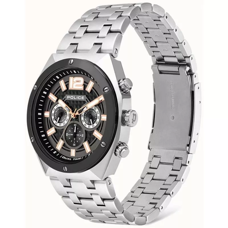 POLICE meeste kvartskell P15995JSTU61M 46mm roostevabast terasest gunmetal hall