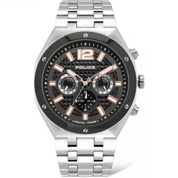 POLICE meeste kvartskell P15995JSTU61M 46mm roostevabast terasest gunmetal hall