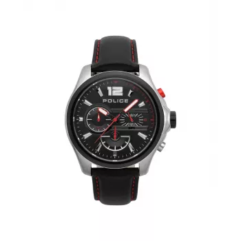 Police meeste kvarts-analoogkell R1471294003 - 46mm roostevabast terasest korpus, must sihverplaat, nahkrihm