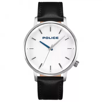 Police Men's Quartz Analog Wristwatch PL.15923JS-04 42mm Stainless Steel Case Blue Dial Brown Leather Strap