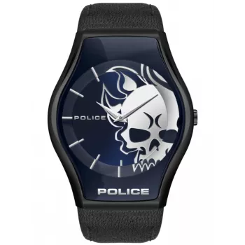 Police meeste kvartskell PL16114JSU03 45mm sinise numbrilaua ja nahkrihmaga