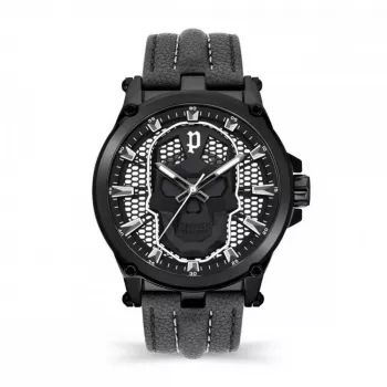POLICE Men's Watch Blaze PEWJA2108201 47mm Black Dial Leather Strap