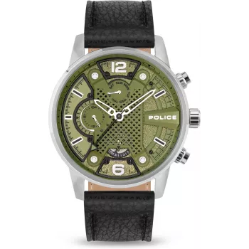 POLICE meeste käekell PEWJF2203305 48mm kronograaf musta numbrilaud ja nahkrihm