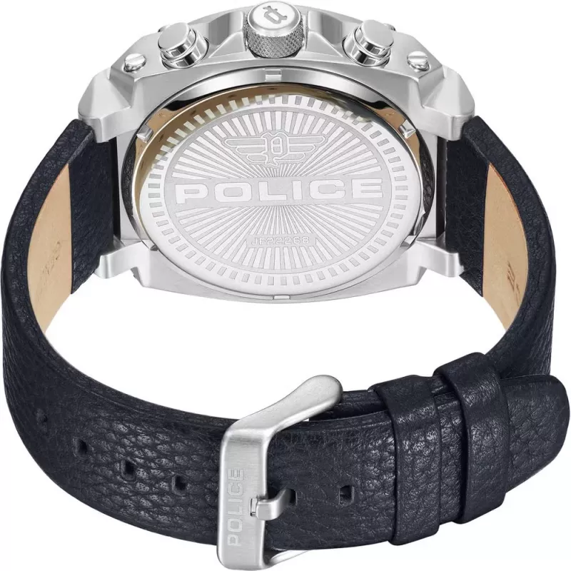 POLICE meeste käekell PEWJF2226802 Blaze kollektsioon 45mm roostevabast terasest korpus musta nahast rihm analoogkvarts