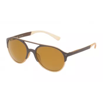 POLICE SPL163557ESG Unisex Ristkülikukujulised Päikeseprillid Havana Atsetaatraamiga Rohelise Polükarbonaatklaasiga 55/19/140 mm UV400