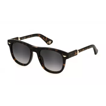 POLICE SPLL87-5206E4 Unisex ristkülikukujulised päikeseprillid Havana pruun kilpkonnakarp raam pruun gradientlääts 52mm