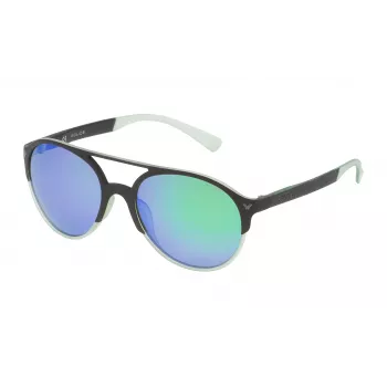 POLICE Unisex Rectangular Sunglasses SPL163556PCV - Black Acetate Frame Grey Lens 55/19/140 mm