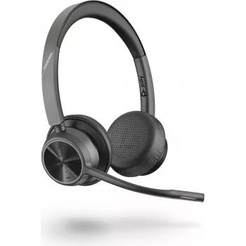 Poly Voyager 4320 UC juhtmevaba Bluetooth-kõrvaklapp BT700 USB-C-adapteriga, kõrvapealne, kahe mikrofoni mürasummutus, 24h kõneaeg, must