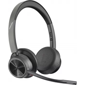 Poly Voyager 4320 UC juhtmevaba Bluetooth-kõrvaklapp BT700 USB-C-adapteriga, kõrvapealne, kahe mikrofoni mürasummutus, 24h kõneaeg, must