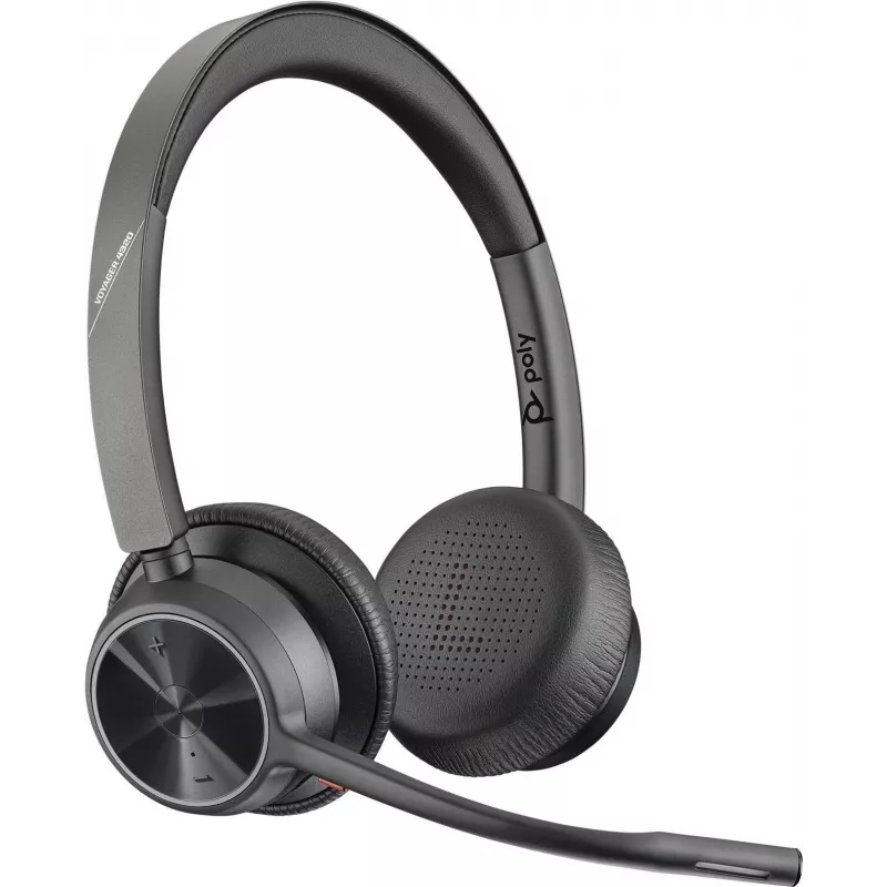 Poly Voyager 4320 UC juhtmevaba Bluetooth-kõrvaklapp BT700 USB-C-adapteriga, kõrvapealne, kahe mikrofoni mürasummutus, 24h kõneaeg, must