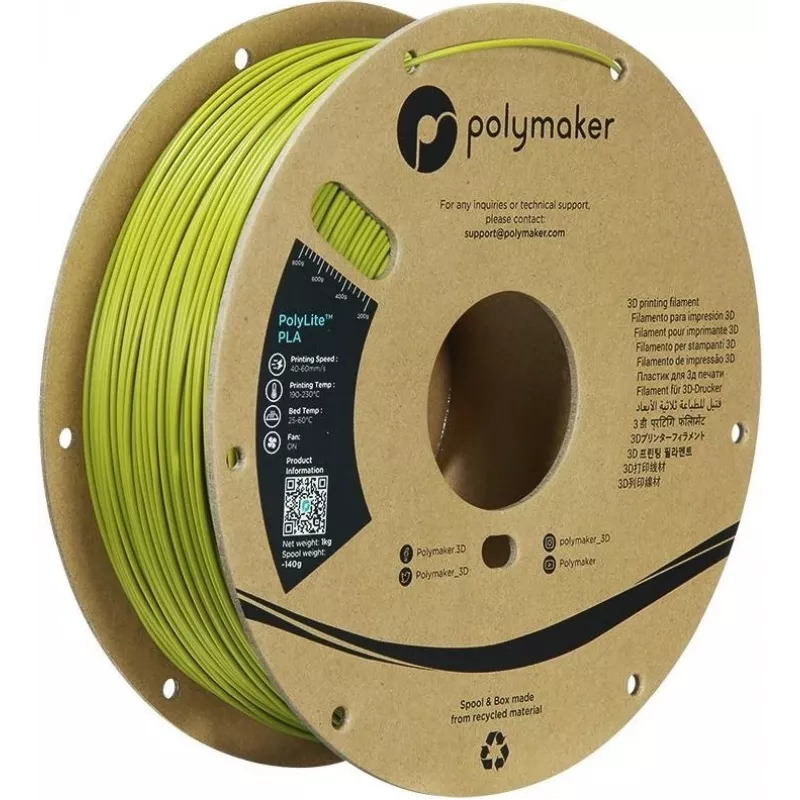 Polymaker PolyLite PLA 3D-printeri filament 1,75mm oliivroheline 1kg (PA02058)