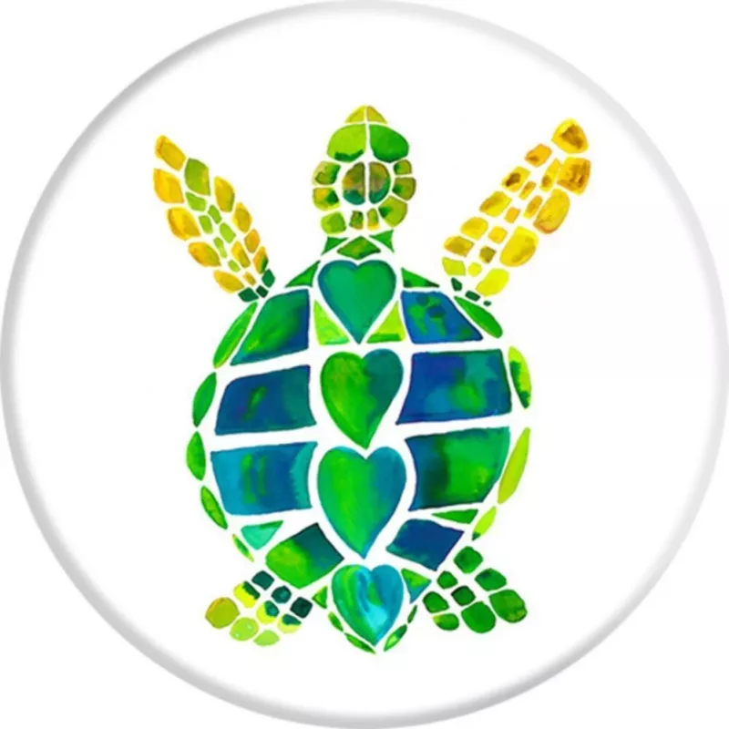 PopSockets PopGrip Turtle Love - Vahetatava pealisega telefonihoidik ja alus, mitmevärviline