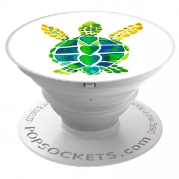 PopSockets PopGrip Turtle Love - Vahetatava pealisega telefonihoidik ja alus, mitmevärviline