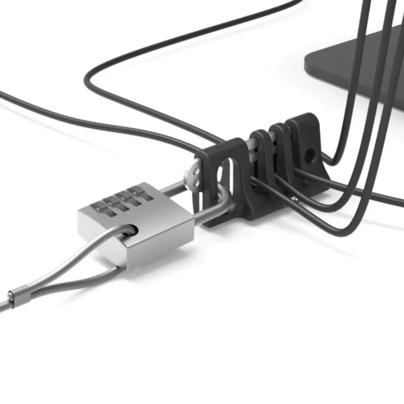 Port Connect lauakaabli haldur hiirele ja klaviatuurile – isekleepuv silikoonklamber, 3 piluga, must