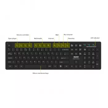 Port Connect Tough Office USB-klaviatuur - must