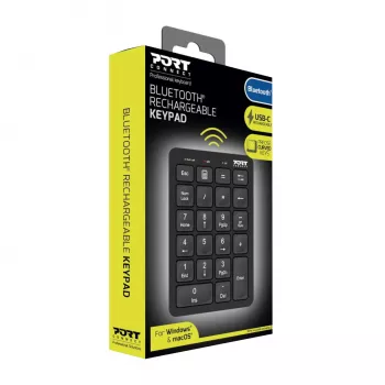 Port Designs numbriline klaviatuur Bluetooth laetav - 22 klahvi, must