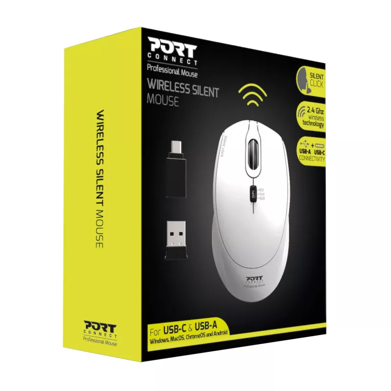 Port Designs Port Connect Silent 1600DPI 3 nupuga juhtmevaba hiir - valge