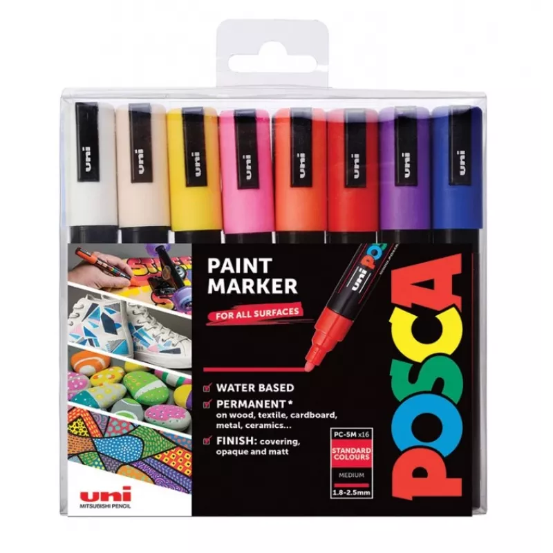 POSCA PC-5M ümarotsaline markerikomplekt, erinevad värvid, 16 tk