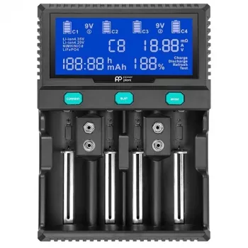POWER PLANT, LLC AA620173 Smart 4-Kanaliline Universaalne Akulaadija Li-ion, LiFePO4, NiMH, NiCd jaoks