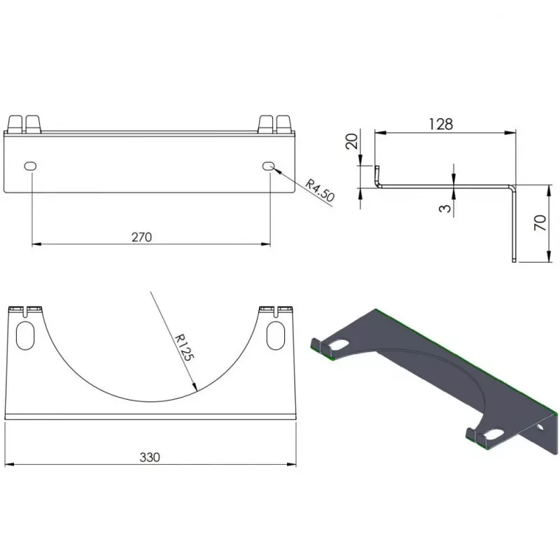 Pro-Line seinakinnitus 1 gaasiballoonile, max läbimõõt 250 mm, tööstuslik sinine