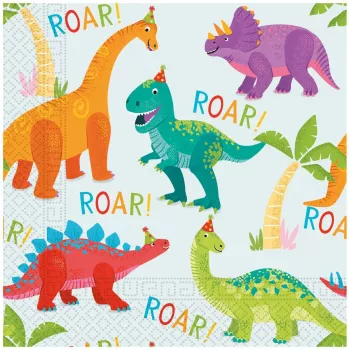 Procos Dino Party 2-kihilised pabersalvrätid 33x33 cm, 20 tk, mitmevärvilised 97976