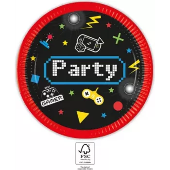 PROCOS Gaming Party pabertaldrikud 23cm 8-pakk (93769)